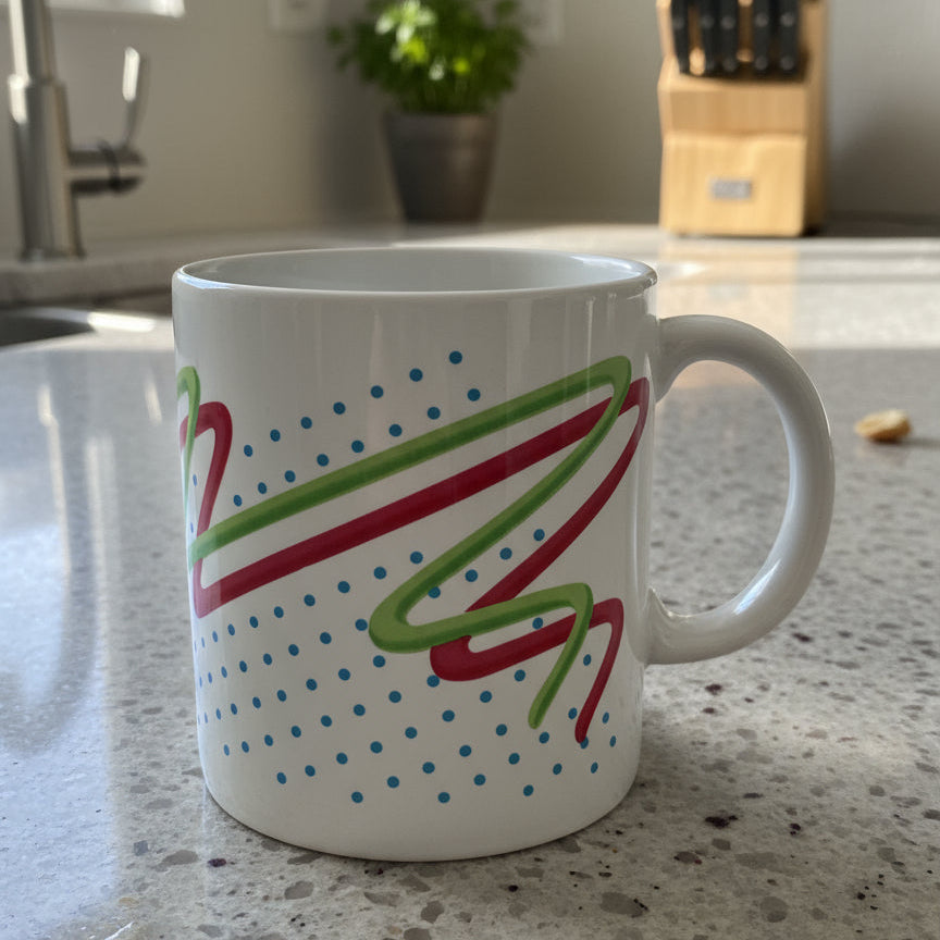 FTD Especially For You Red Green Striped Coffee Cup Mug 3 5/8" Tall