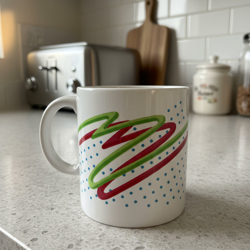 FTD Especially For You Red Green Striped Coffee Cup Mug 3 5/8" Tall