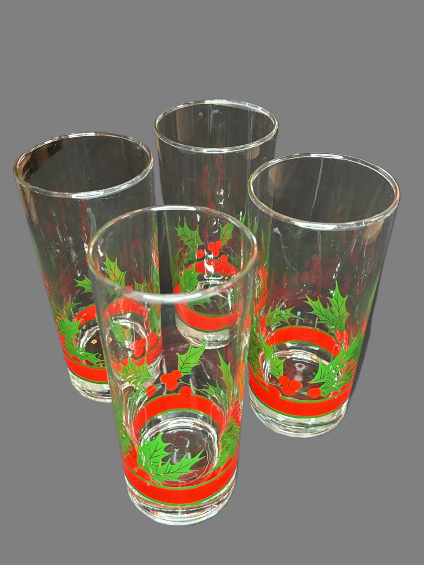 Vintage Pepsi Libbey Holly and Berries Set of 4 Drinkware Glasses 16oz Holiday