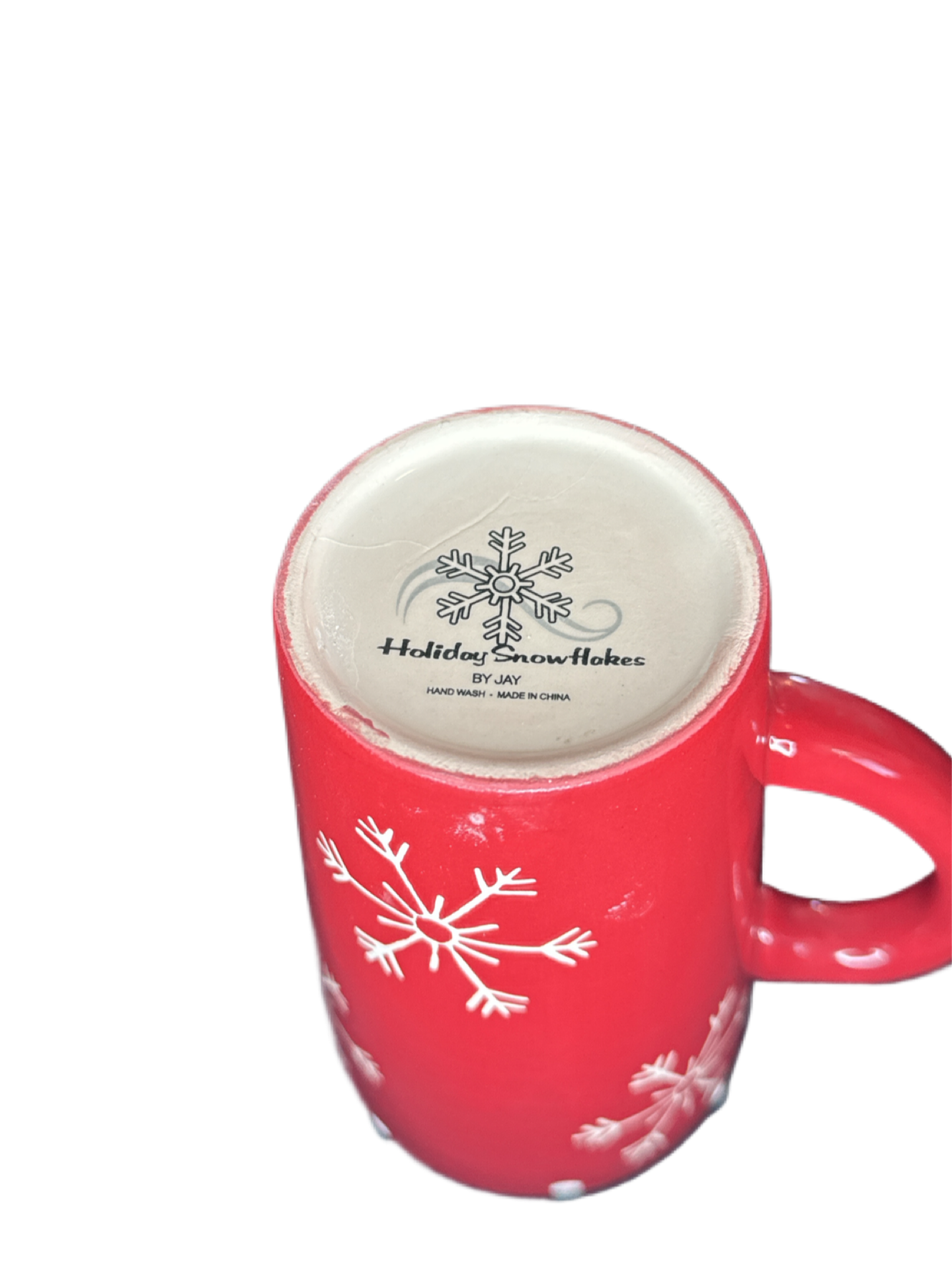 Pair of Large Jay Holiday Snowflakes Mugs