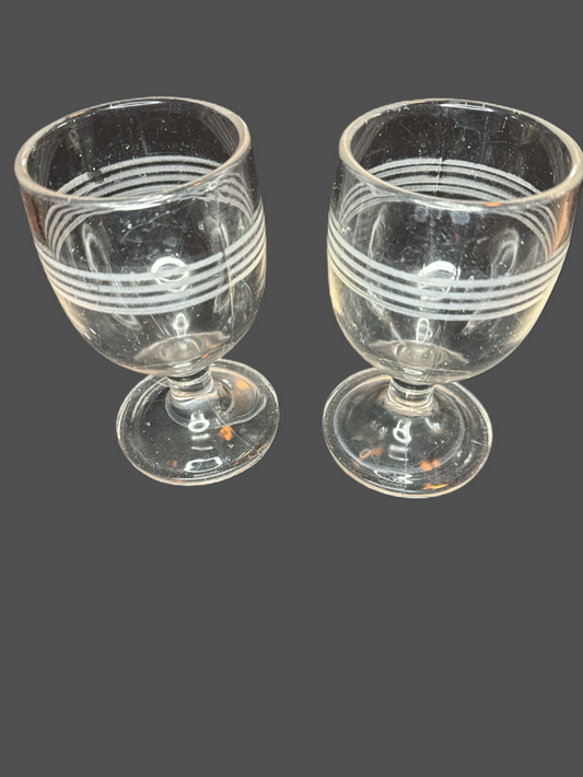 Pair of Heavy Bar Glasses Water Goblets 6"