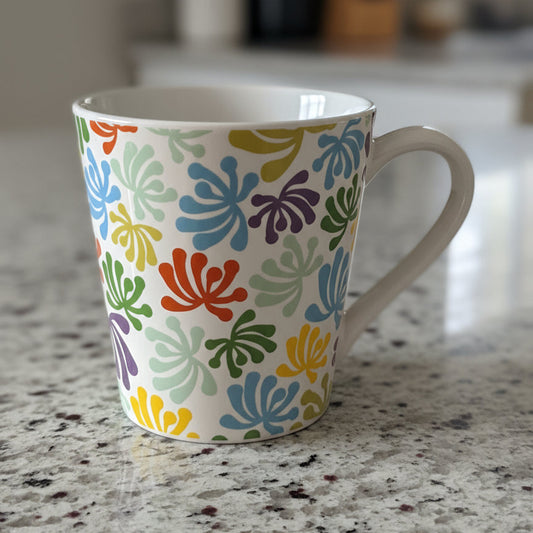 Kris Ruff Blue Harbor Collection Multi-Color Flowers Coffee Cup Mug 4 1/8" Tall
