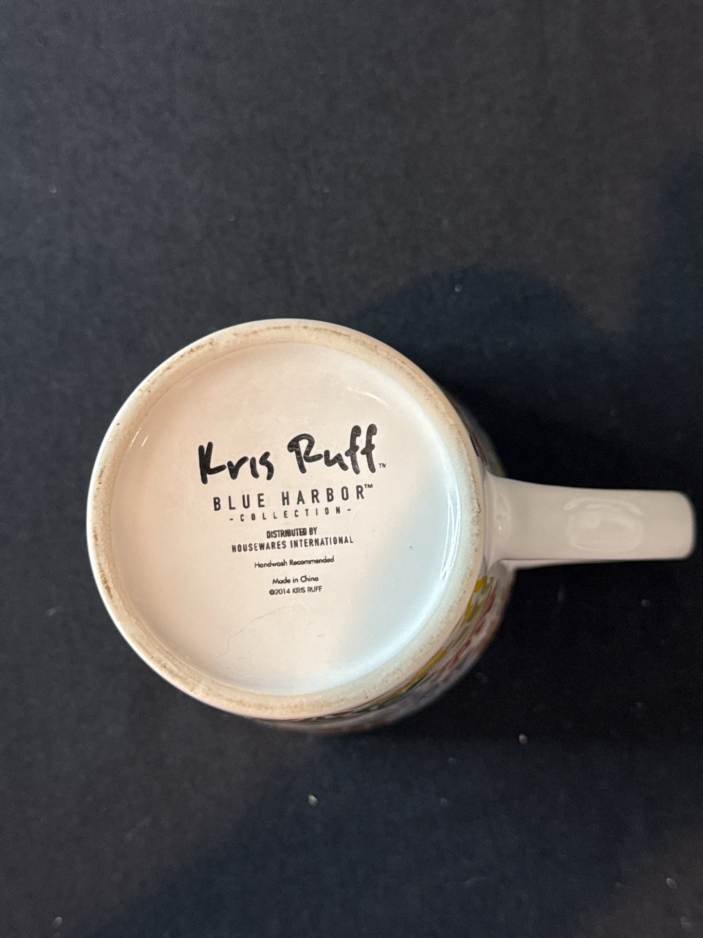 Kris Ruff Blue Harbor Collection Multi-Color Flowers Coffee Cup Mug 4 1/8" Tall