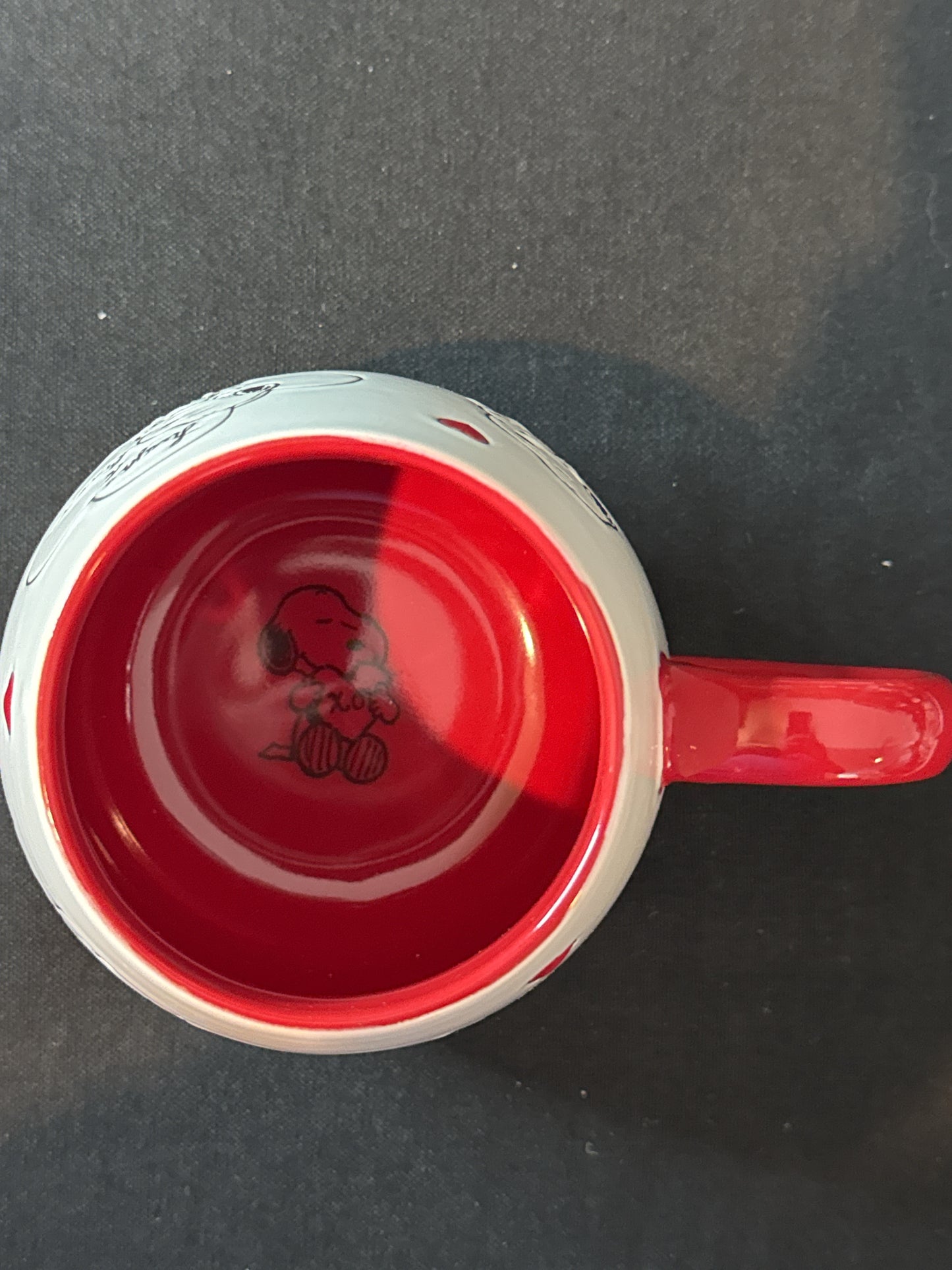 Peanuts Snoopy Gibson Coffee Cup Mug Red Interior & Handle Hearts Hugs & Kisses 4.25" Tall