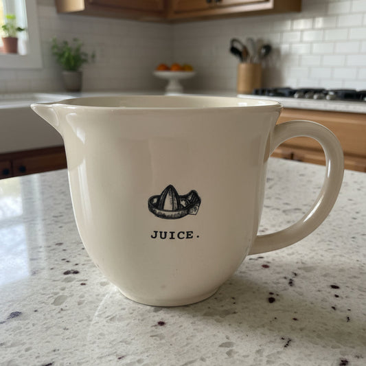 Rae Dunn JUICE Pitcher Artisan Collection by Magenta 4 5/8" Tall x 6" Wide at Spout New