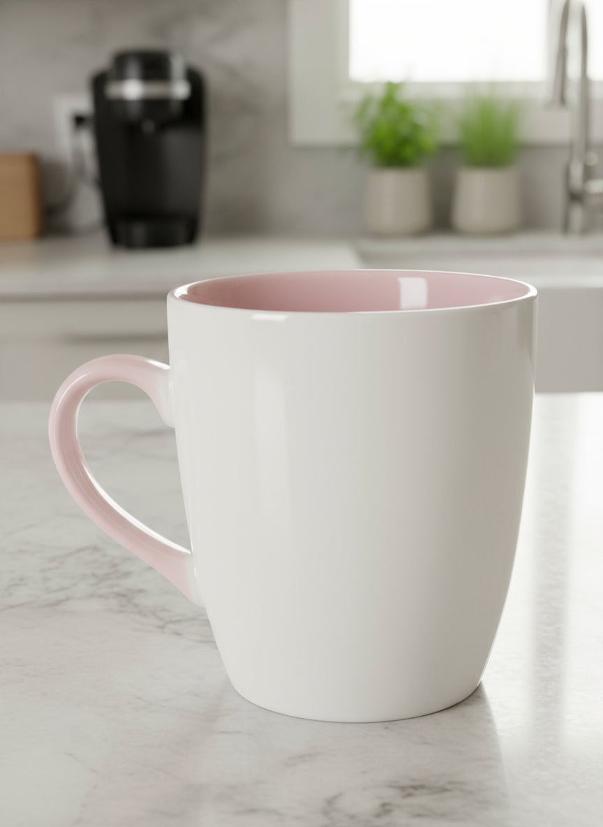 Mama Needs Some Coffee Oversized Coffee Cup Mug Pink Interior 5" Tall 4.5" Wide New