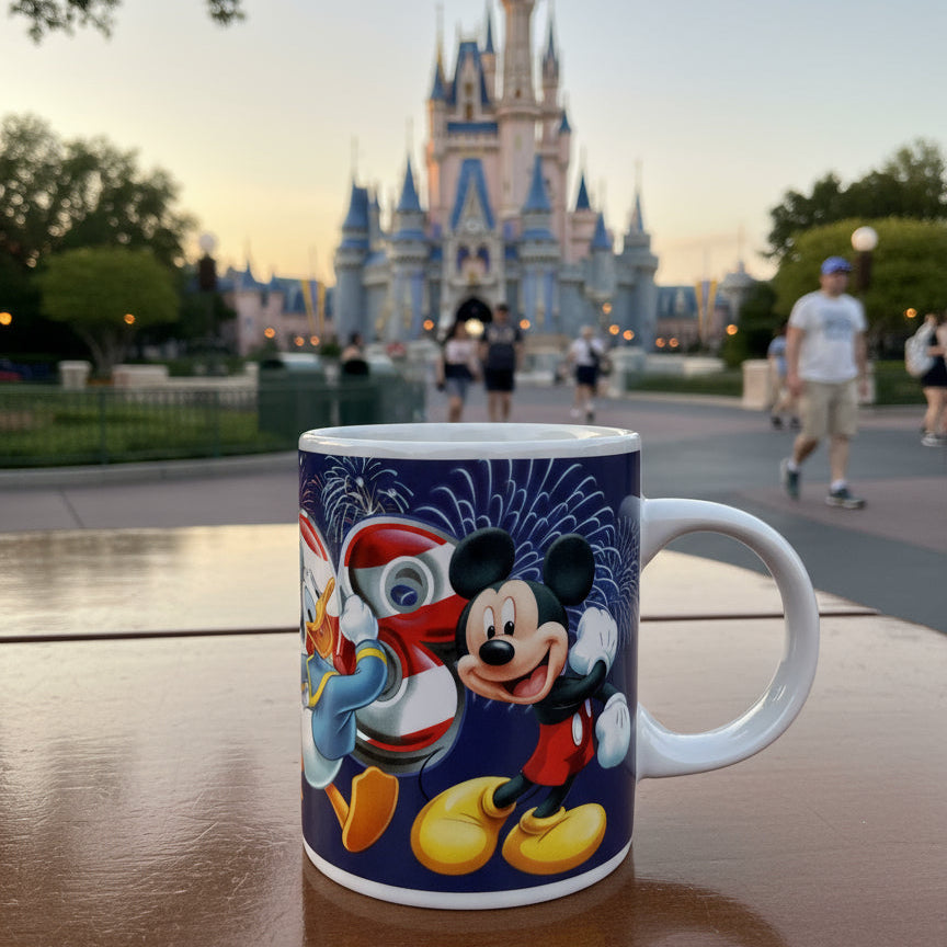 Jerry Leigh Disney Mickey & Friends 2008 Celebration Coffee Mug Cup 3.75" Tall