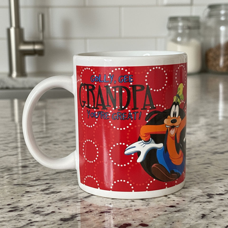 Disney Golly, Gee Grandpa You're Great Goofy Coffee Mug Cup 3.75" Tall