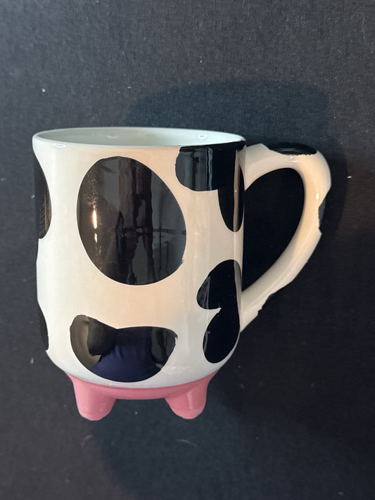 Anconia 2 Lou Henry Cow Coffee Cup Mug Anti-Slip Silicone Feet 20oz 5 1/8" Tall