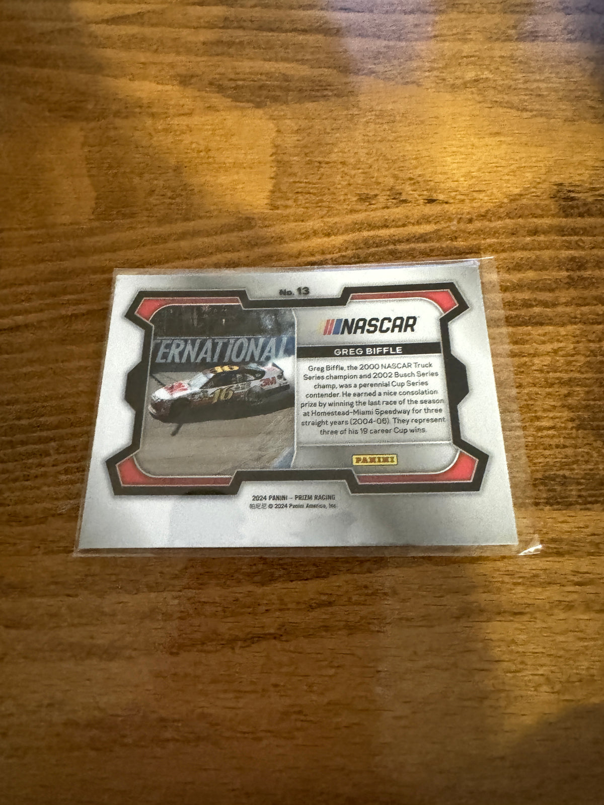 2024 Panini Prizm Racing Car #16 3M NASCAR Greg Biffle #13 New Card in Plastic