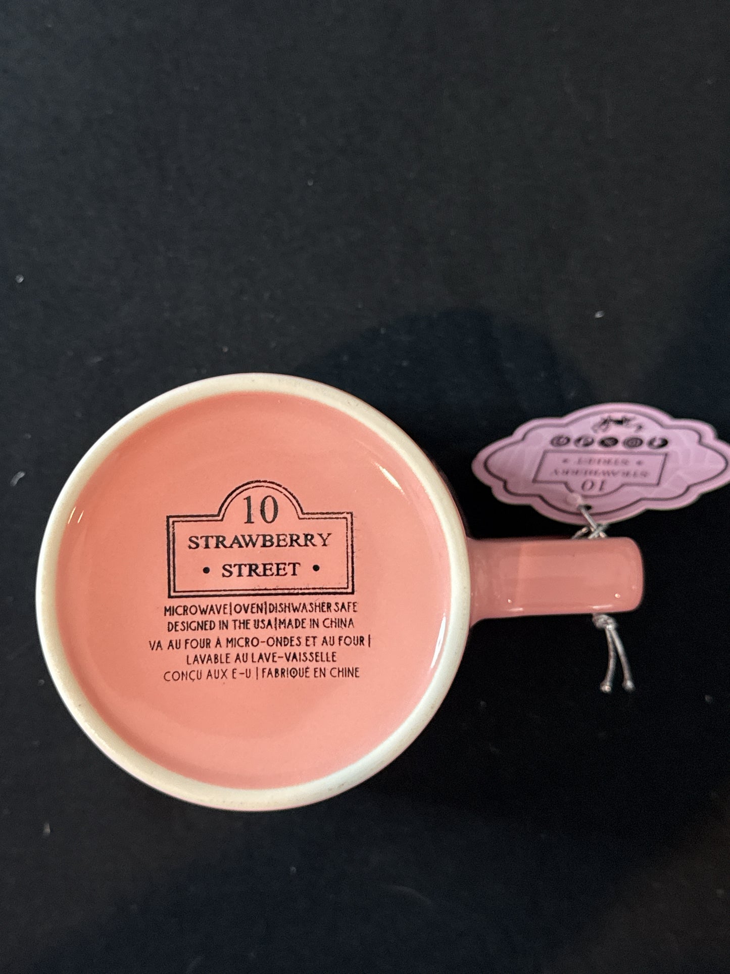 10 Strawberry Street Pink Large Ghosts Coffee Cup Mug 4.5" Tall New with Tags