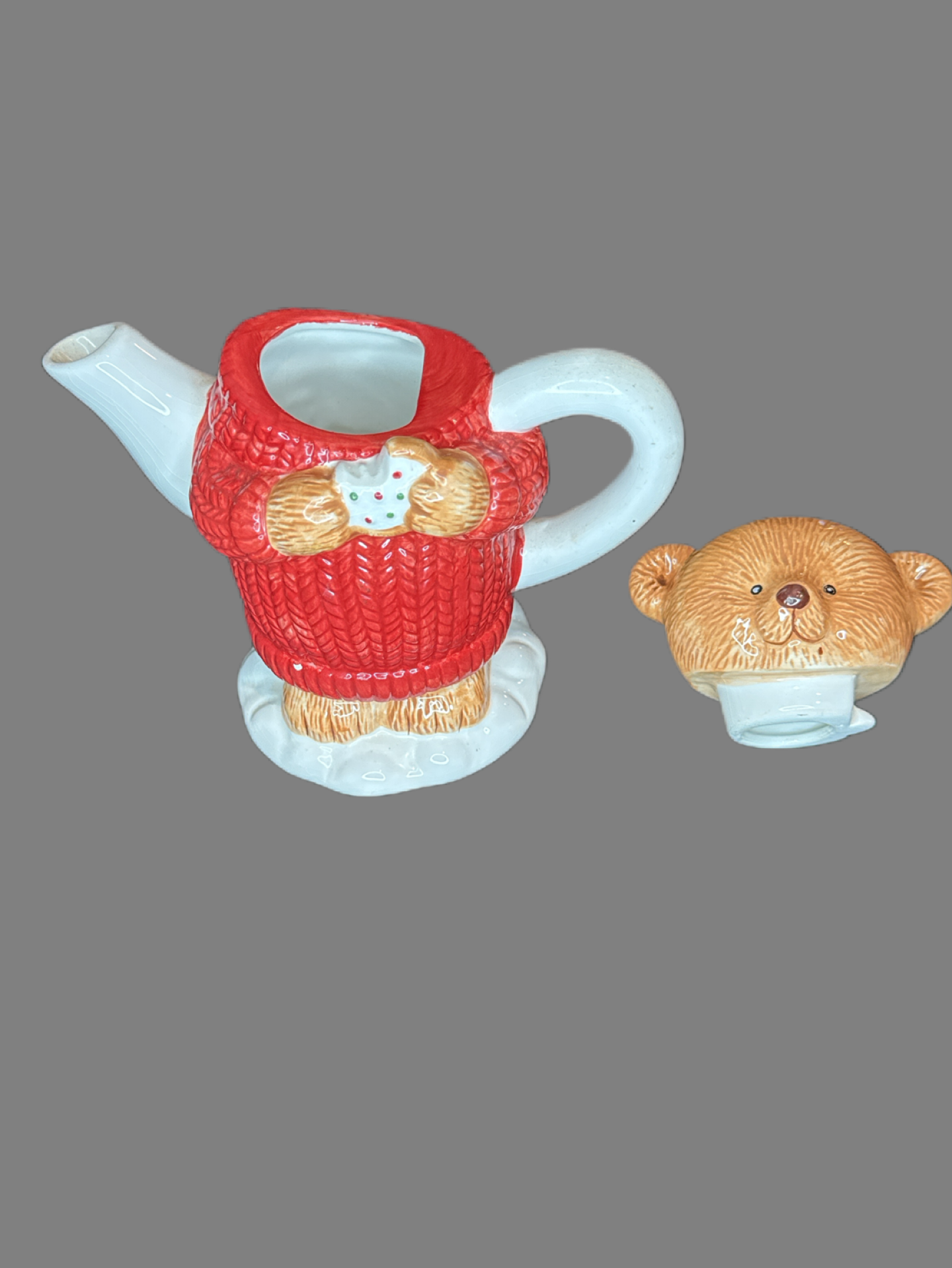 Bear Tea Pot Kettle Gourmet Gifts By Hallmark Red Sweater Item #224501