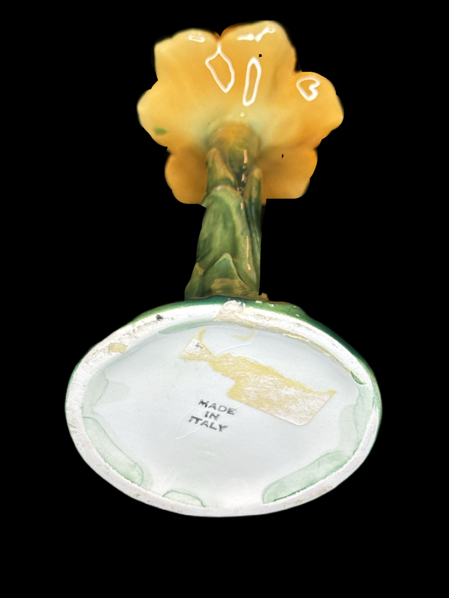 Italian Ceramic Yellow Daffodil Candle Holder 8.5"