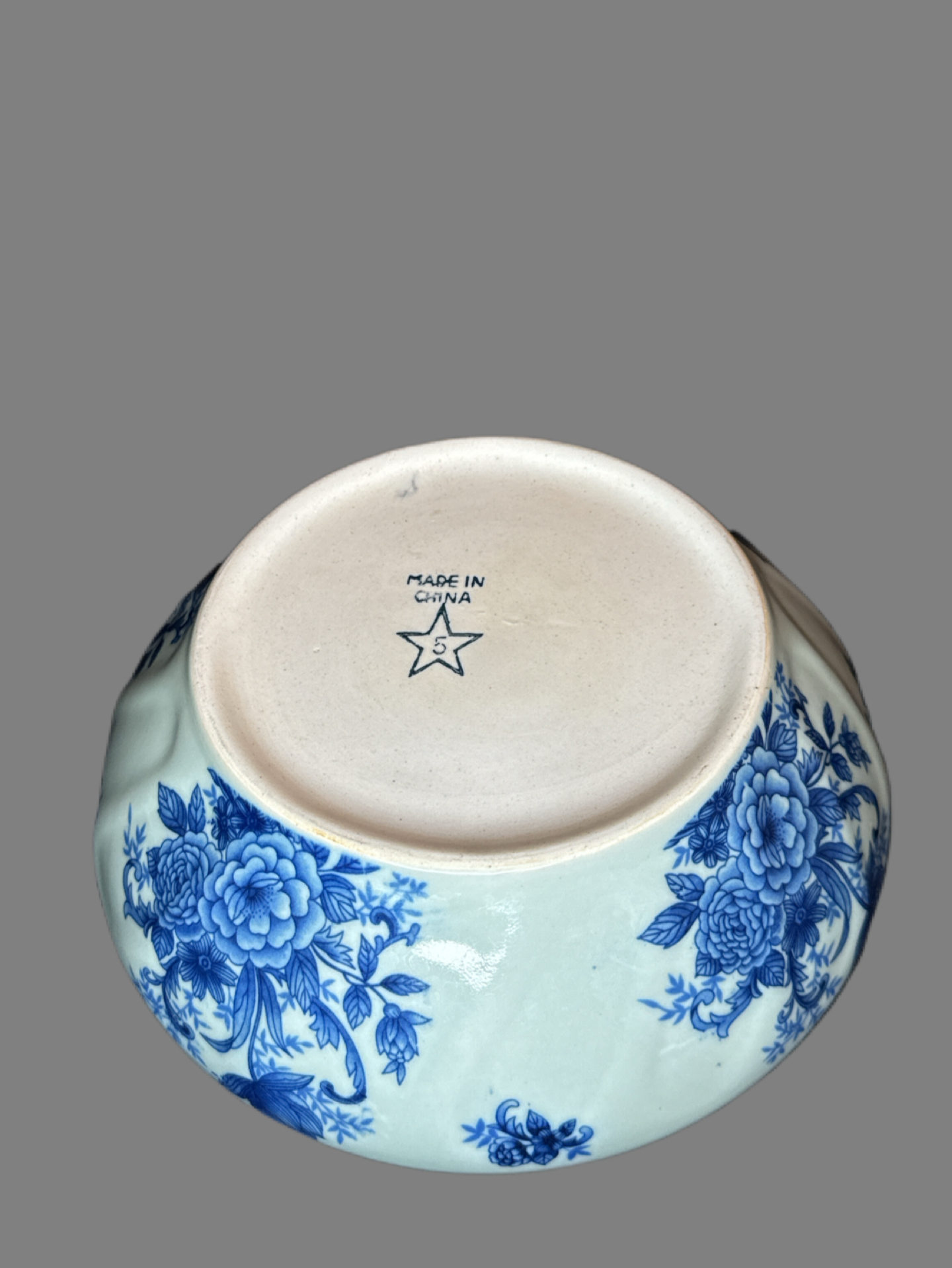 Vintage Ceramic Bowl With Blue Star and Number "5" Within Star From China