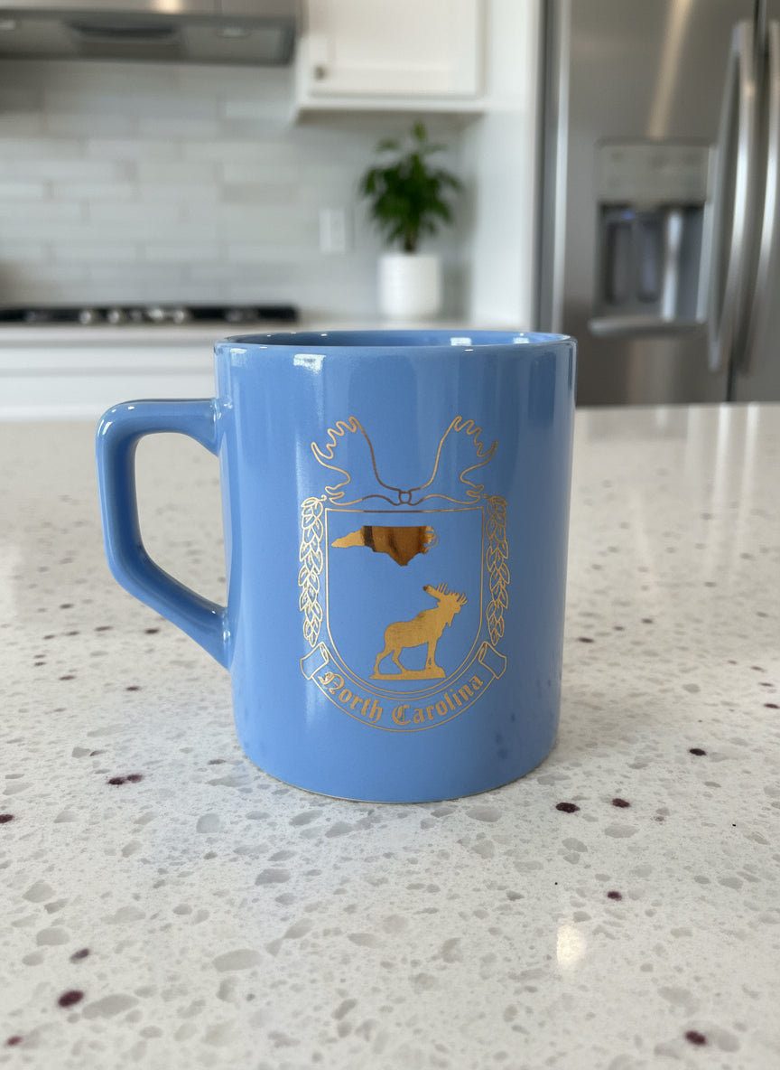North Carolina Moose Blue Coffee Cup Mug 4" Tall