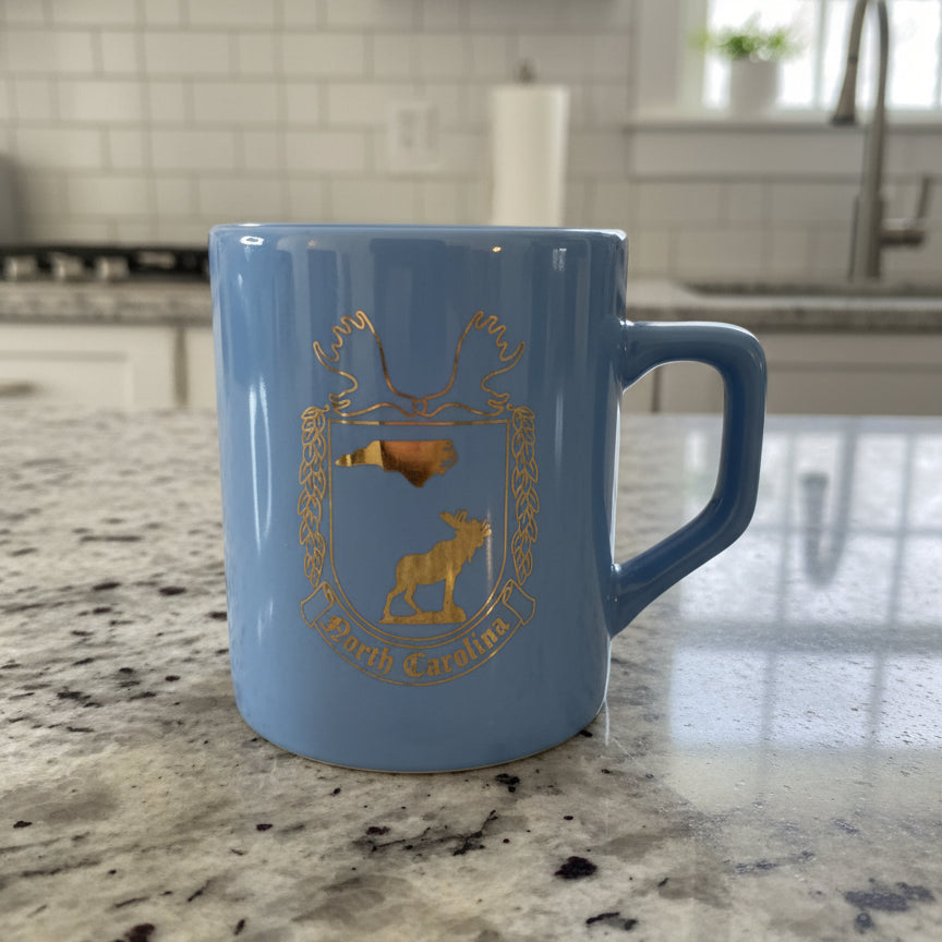 North Carolina Moose Blue Coffee Cup Mug 4" Tall