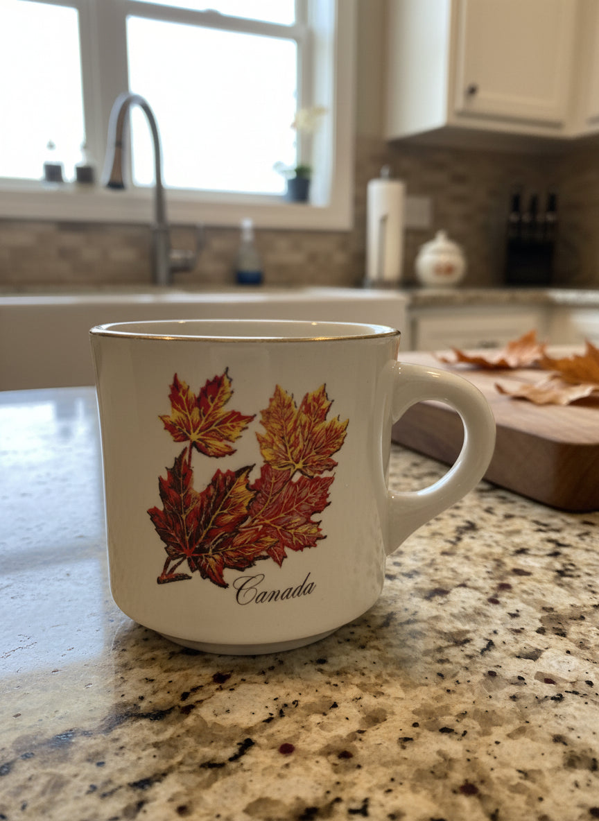 Vintage Canada Coffee Cup Mug 22k Gold Rim 3.25" Tall