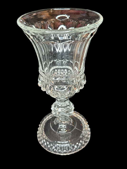 Vintage Clear Glass Diamond Point Pedestal Compote/Vase 9.5"