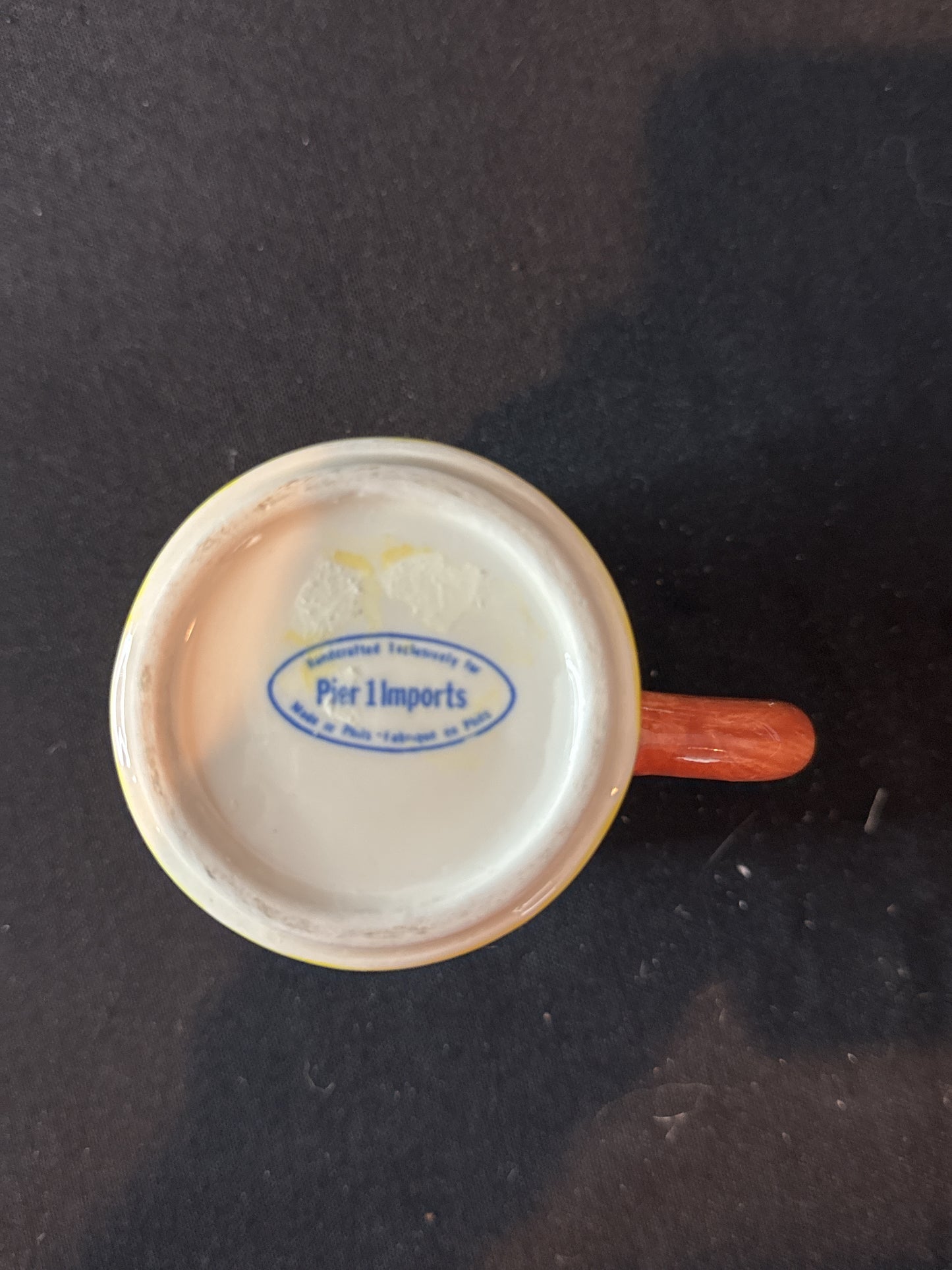 Pier 1 One Imports Floral Yellow Coffee Mug Cup 10oz 3 7/8" Tall