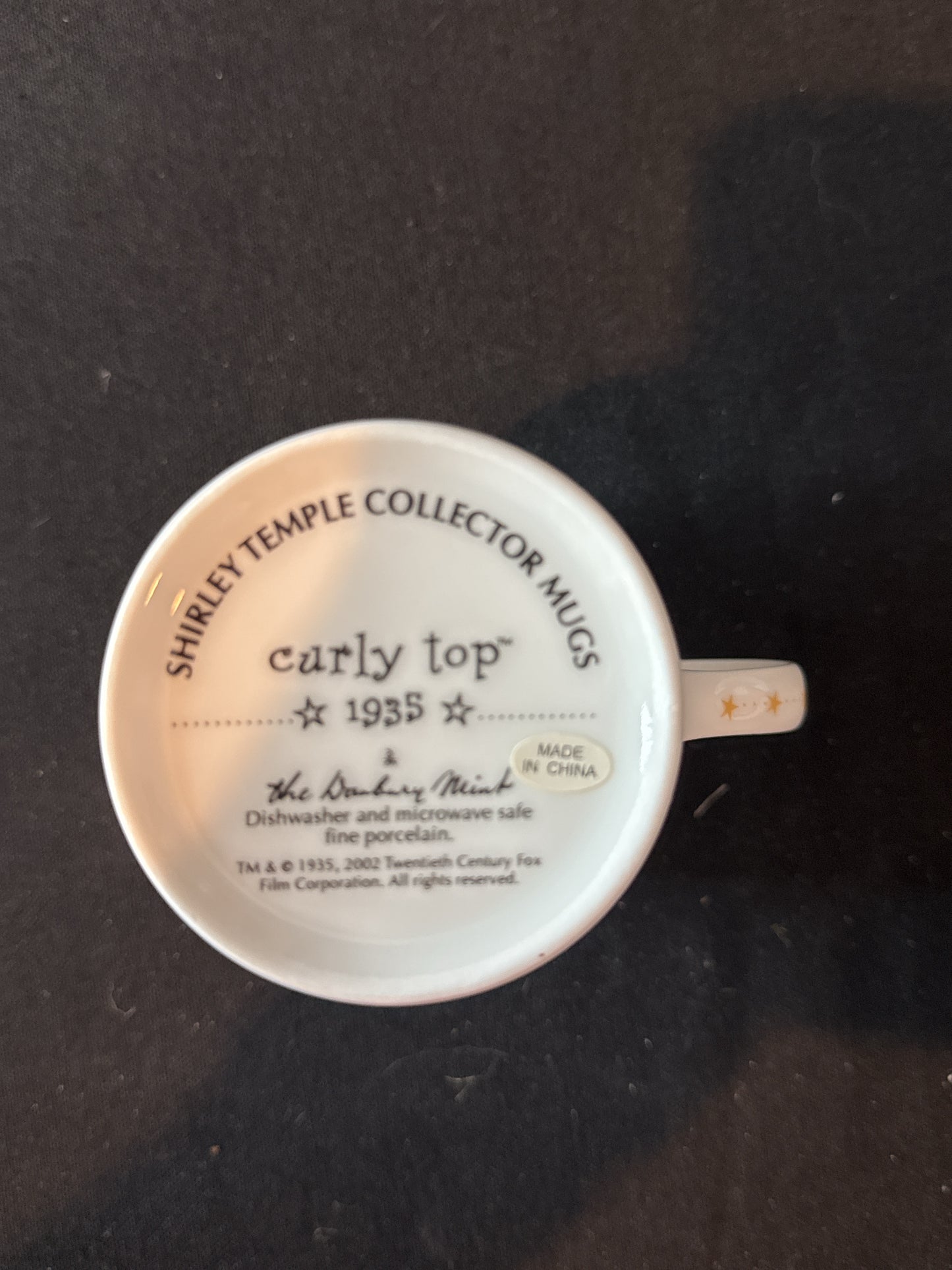 Danbury Mint Collector's Cup Shirley Temple Coffee Mug Cup 4 1/8" Tall Curly Top