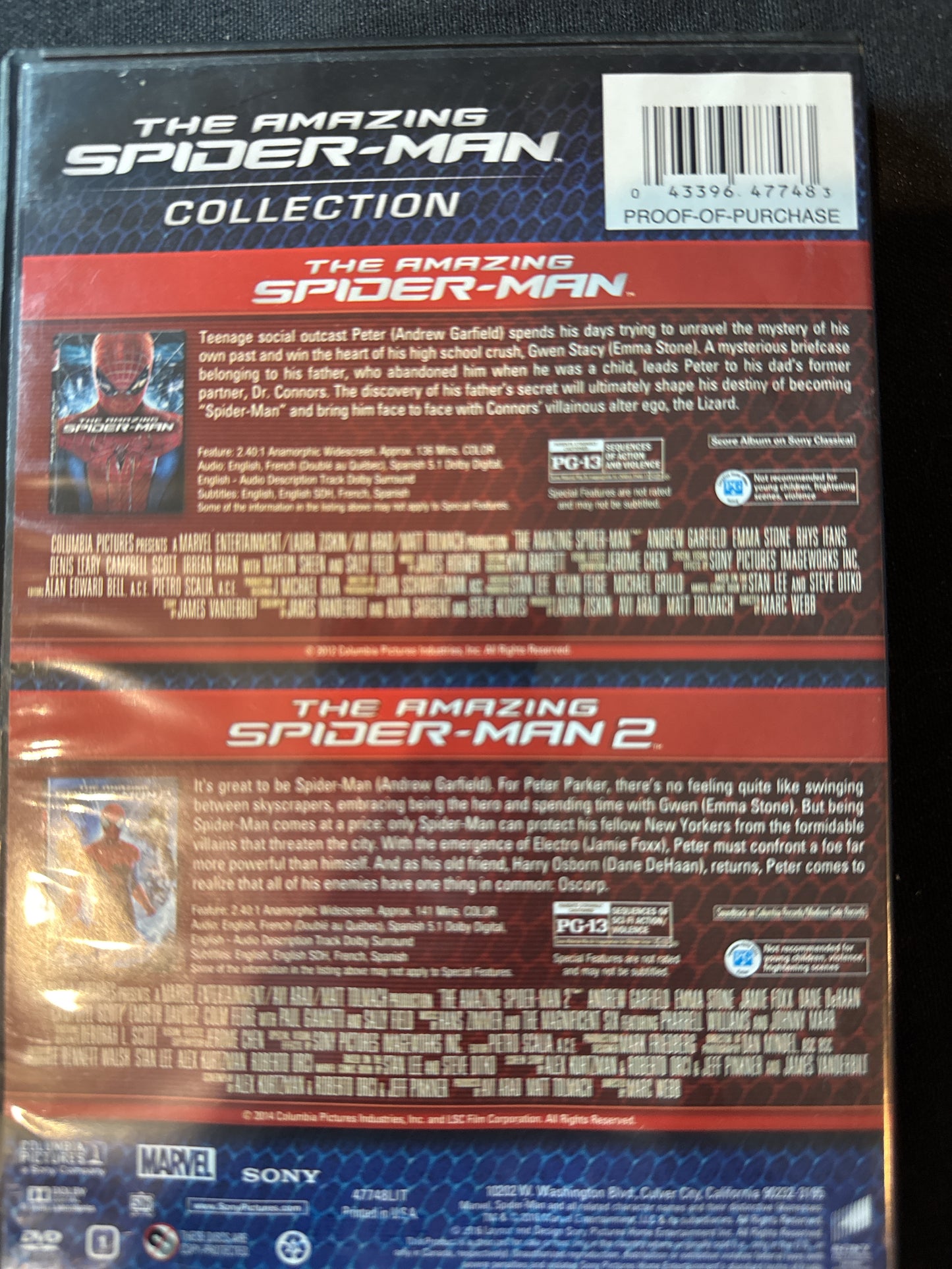 The Amazing Spider-Man Collection Amazing Spider-Man 2 DVDs