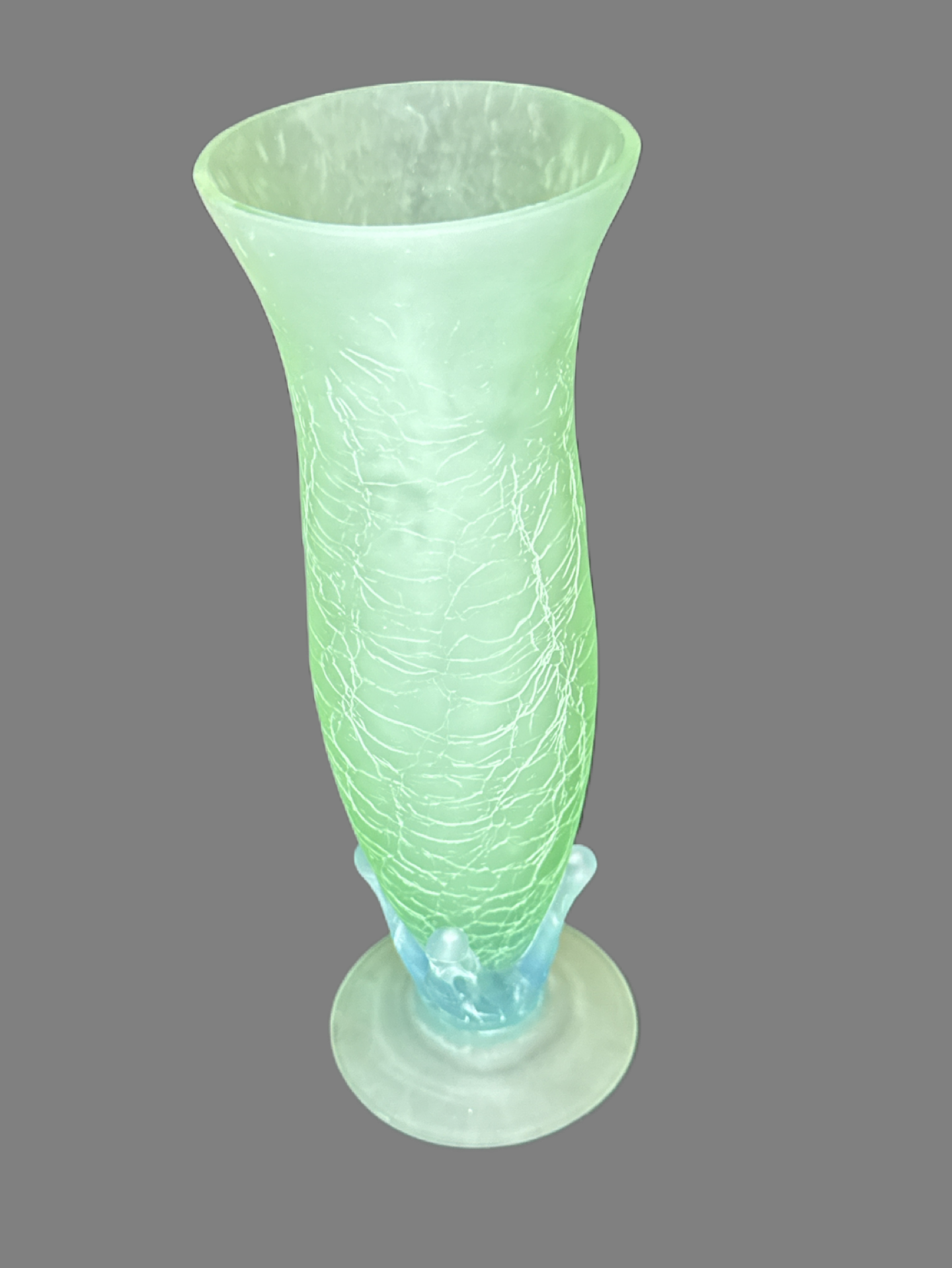 Vintage Seafoam Pastel Green Glass Crackle Vase