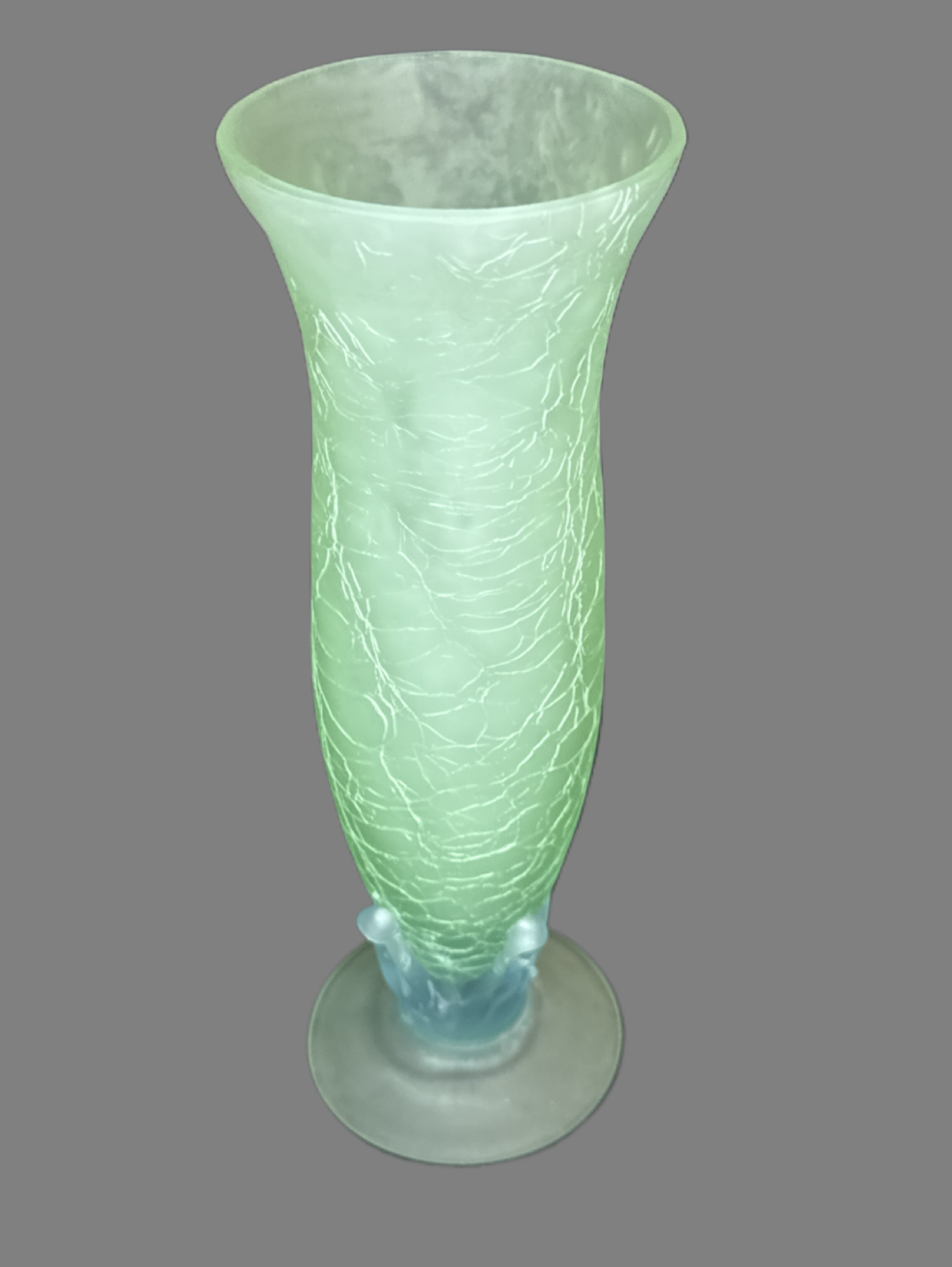 Vintage Seafoam Pastel Green Glass Crackle Vase