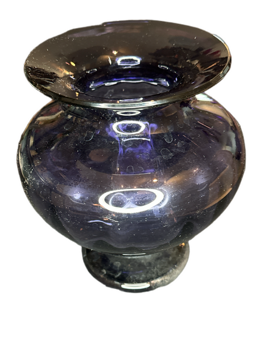 Purple Vase Art Glass Amethyst Vase Bulbous Shaped 8" By Sharon Fowler