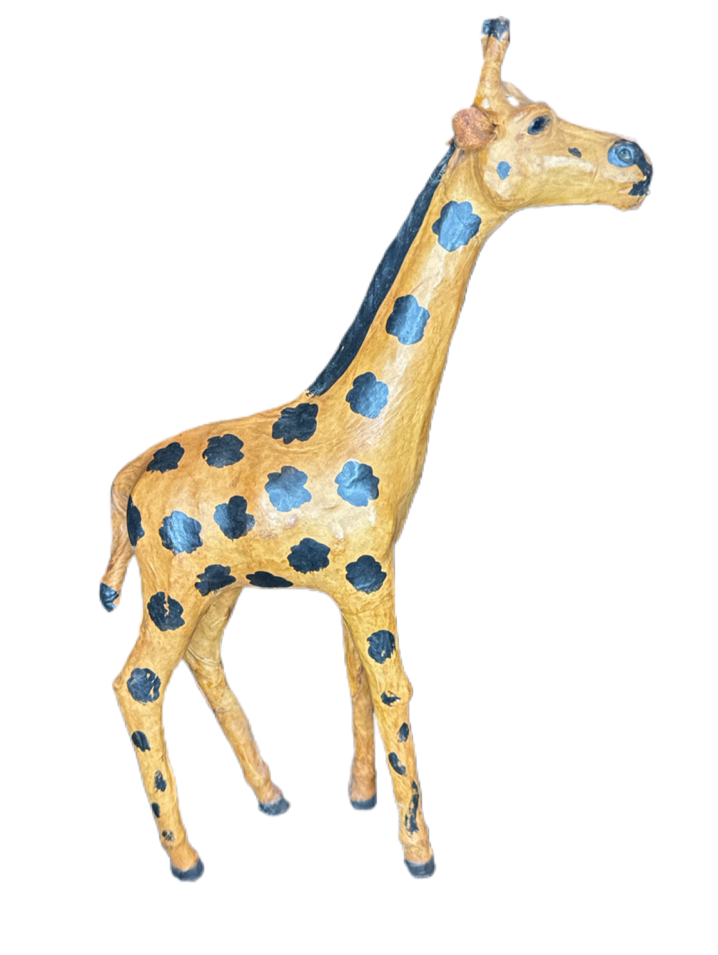 African Vintage Paper Mache Giraffe Leather Wrapped Sculpture