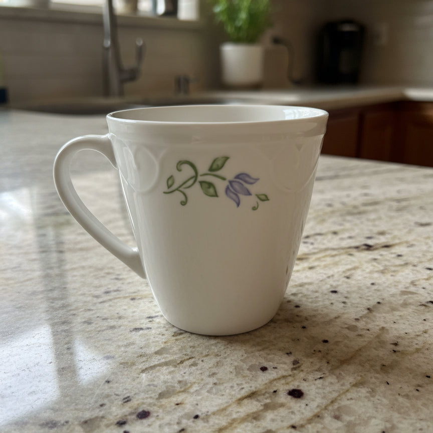 New Old Stock Princess House Veranda Floral Accent Set of 4 Coffee Cups Mugs 3.5" Tall In Box