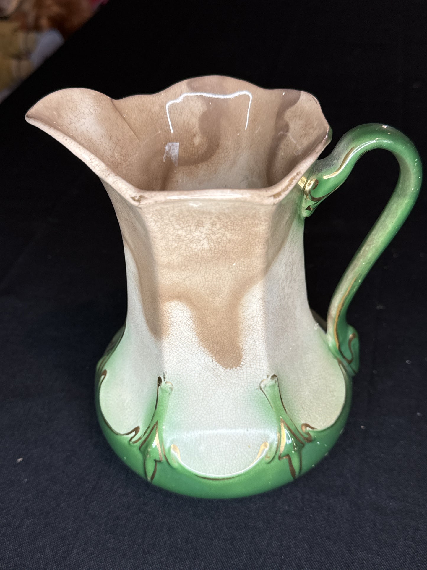 Vintage Green and Brown Pitcher