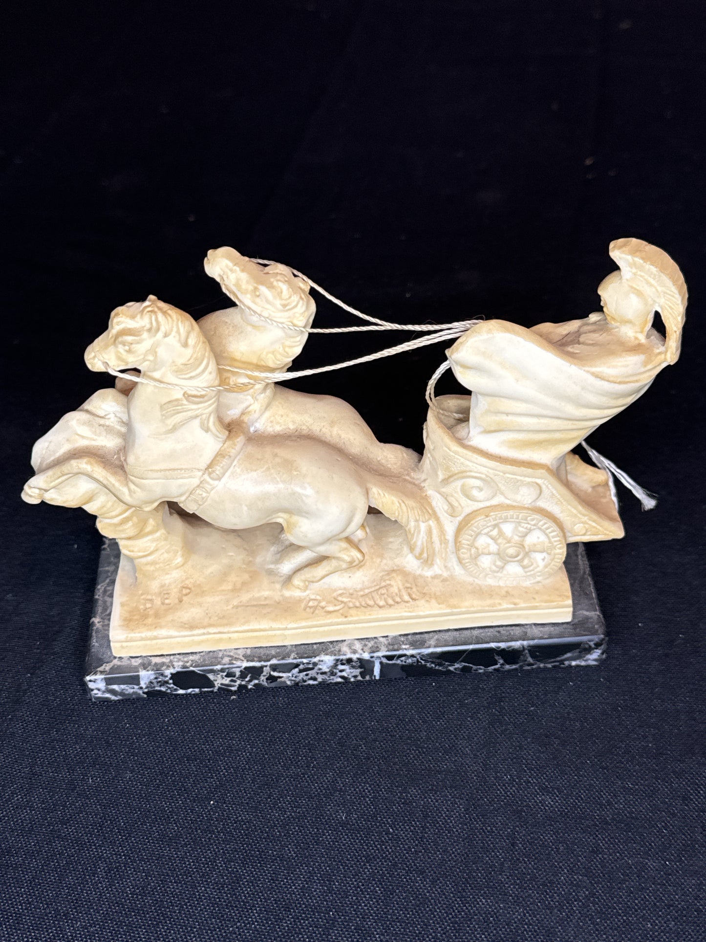 Roman Chariot A. Santini Gladiator Sculpture Statue Italian Vintage Mid Century