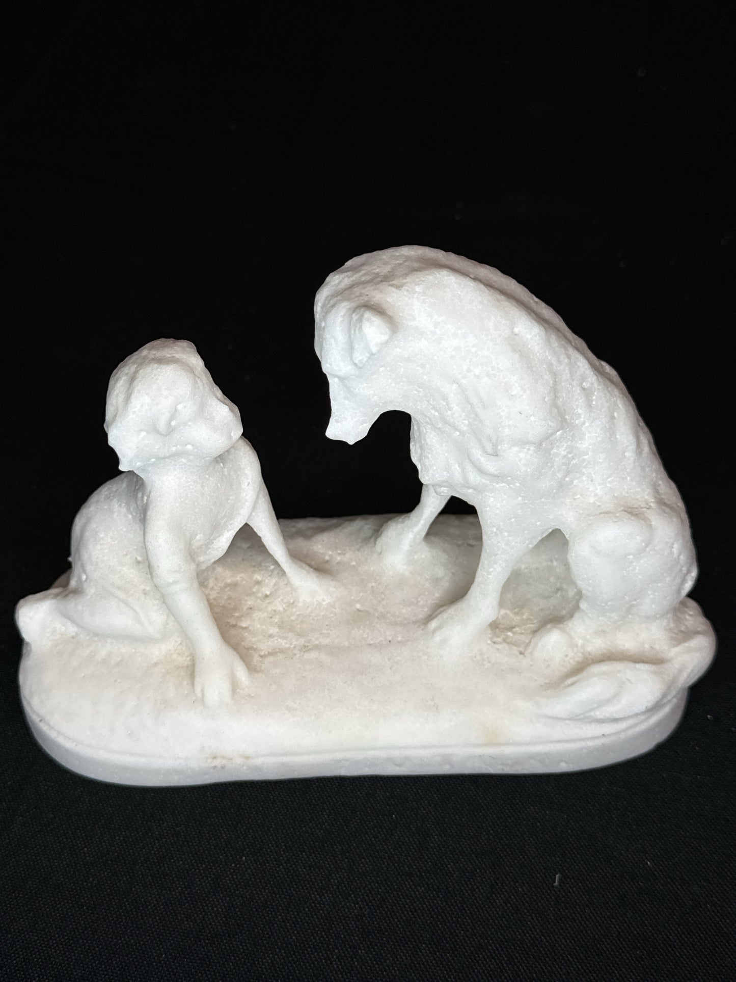 Vintage Salt Stone Child and Dog