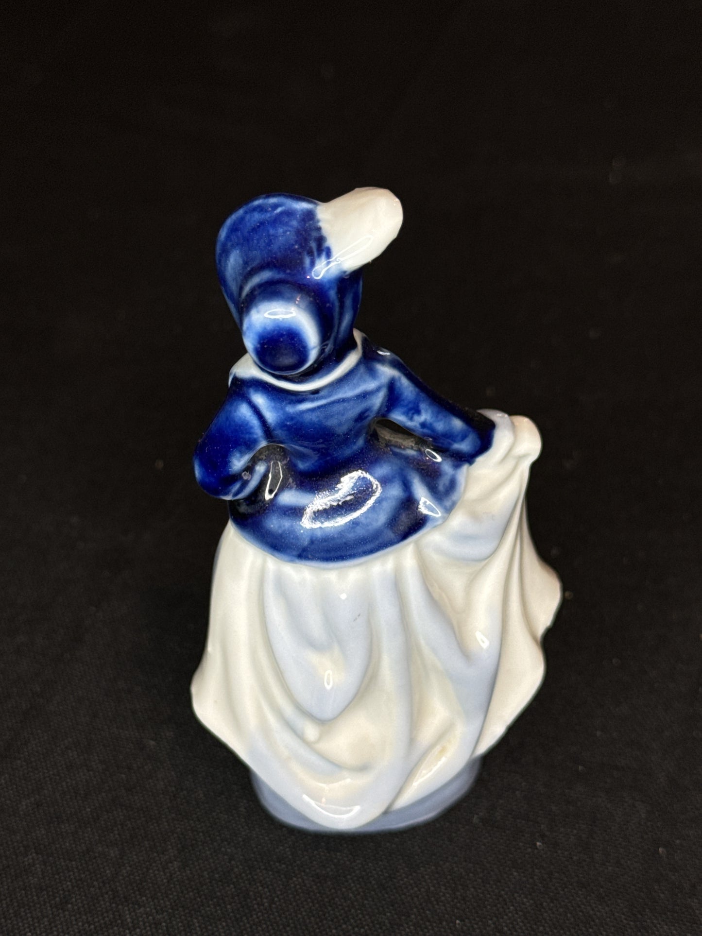 Vintage Porcelain Victorian Woman w/ Umbrella Figurine Delft Blue Occupied Japan