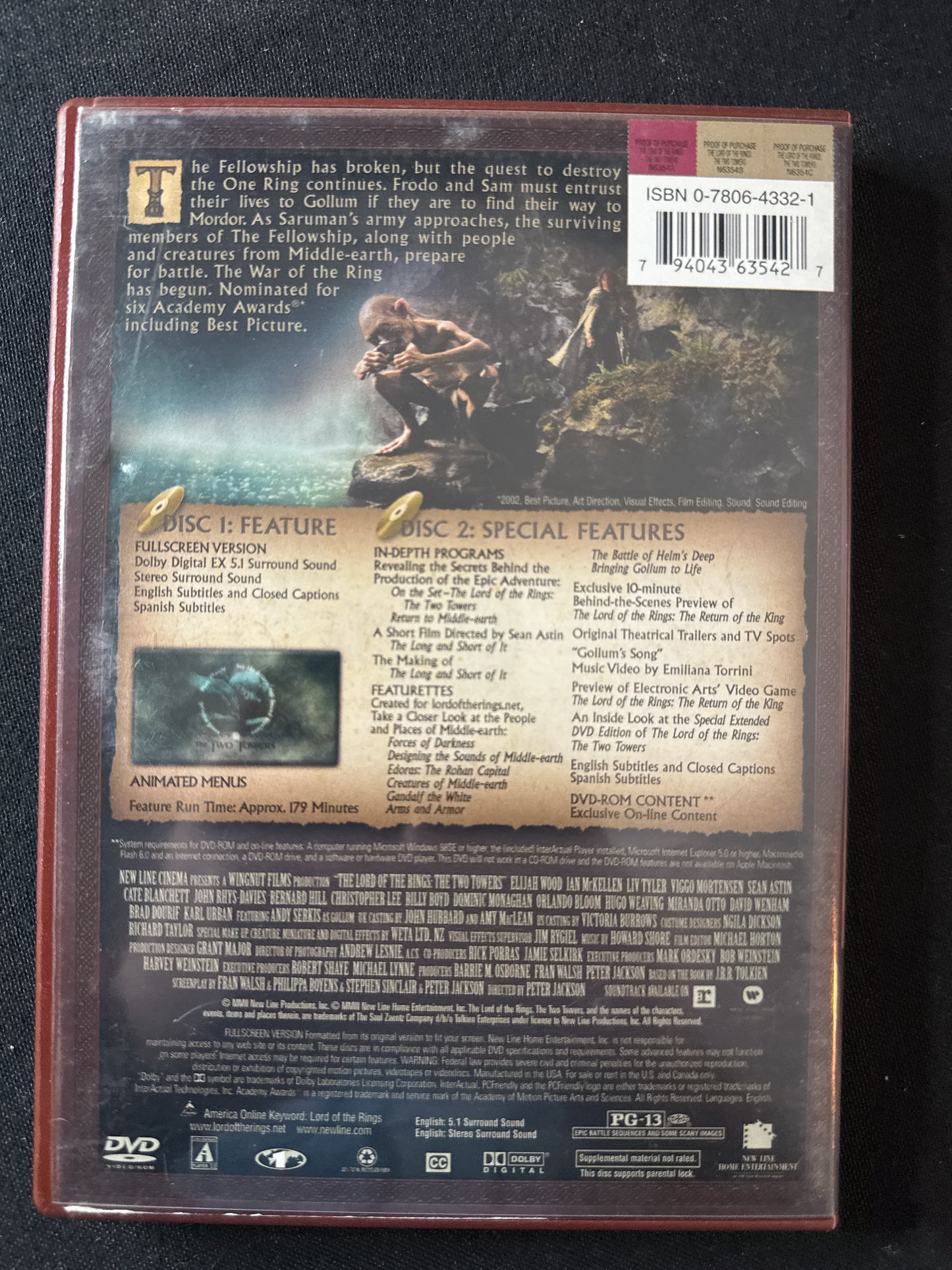The Lord of the Rings The Two Towers DVDs