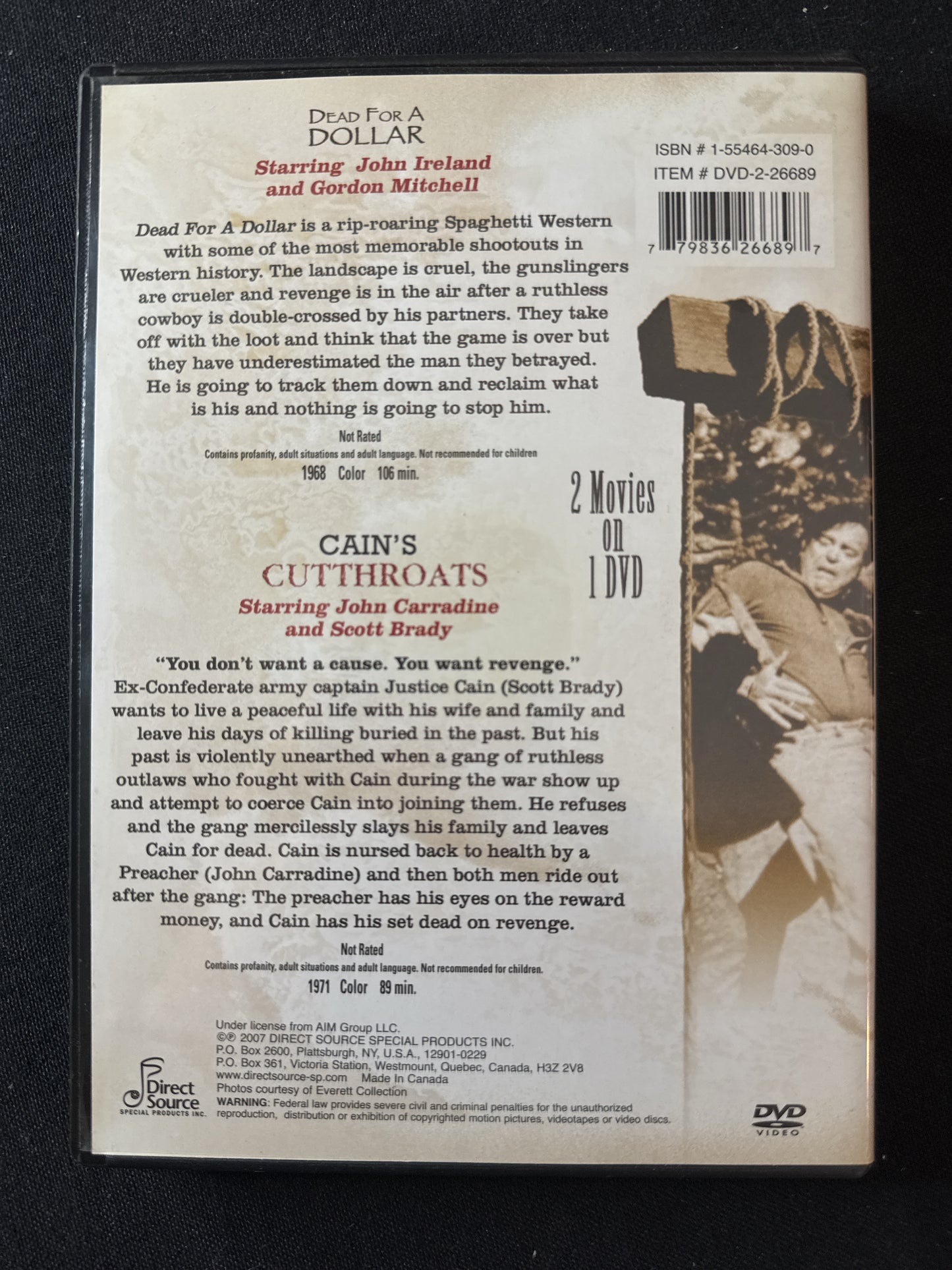 Dead For A Dollar & Cain's Cutthroats DVD